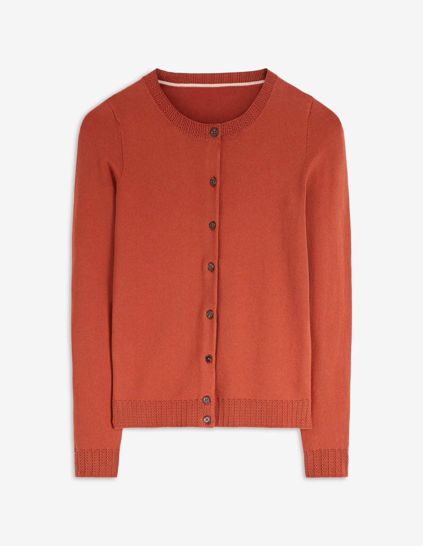 Gilet col rond Emilia en coton-Marron châtaigne grillée