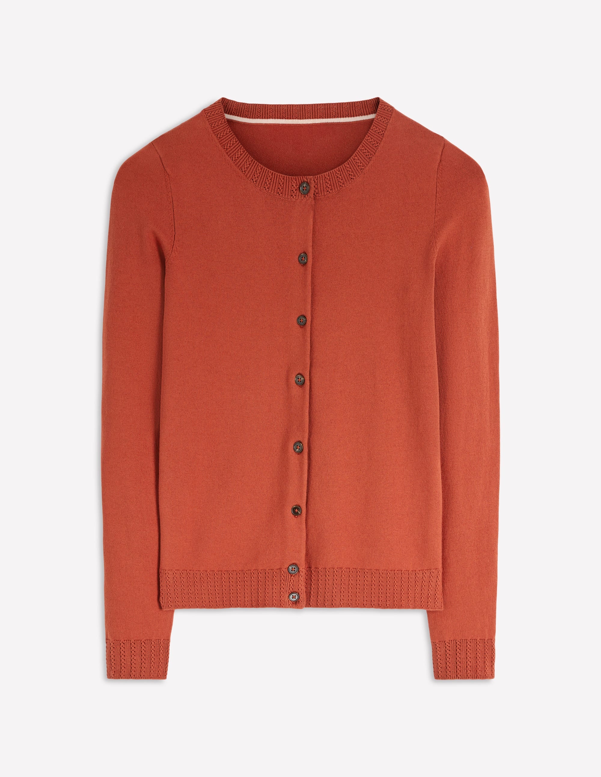 Emilia Baumwollstrickjacke mit Rundhalsausschnitt-Kastanienbraun - Image 5