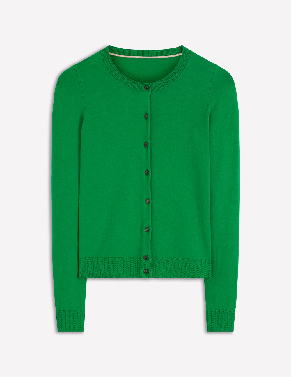 Emilia Baumwollstrickjacke mit Rundhalsausschnitt-Grünes Tamburin - Image 5