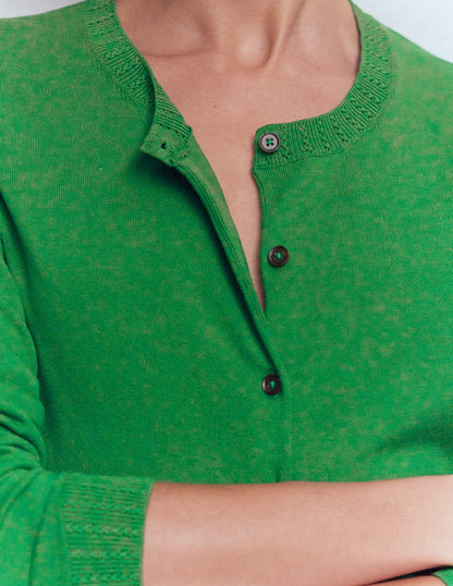 Emilia Baumwollstrickjacke mit Rundhalsausschnitt-Grünes Tamburin-2