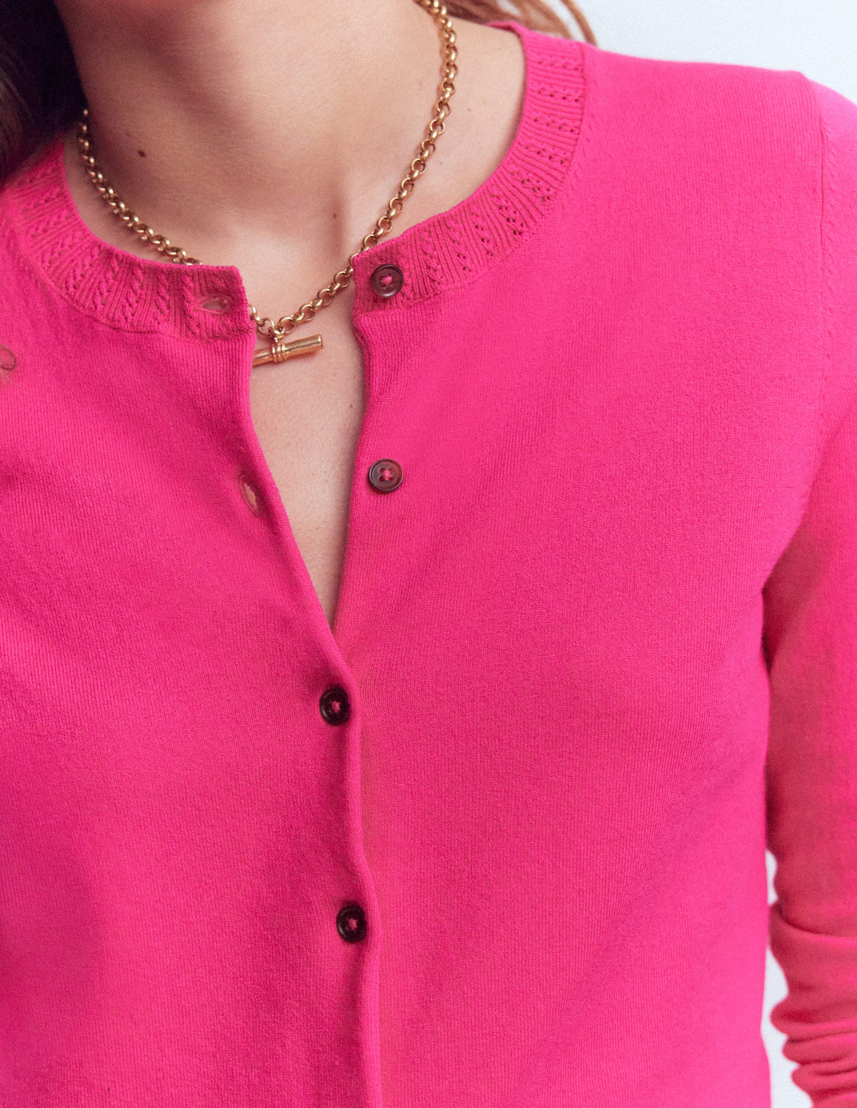 Emilia Baumwollstrickjacke mit Rundhalsausschnitt-Rosarot - Image 2