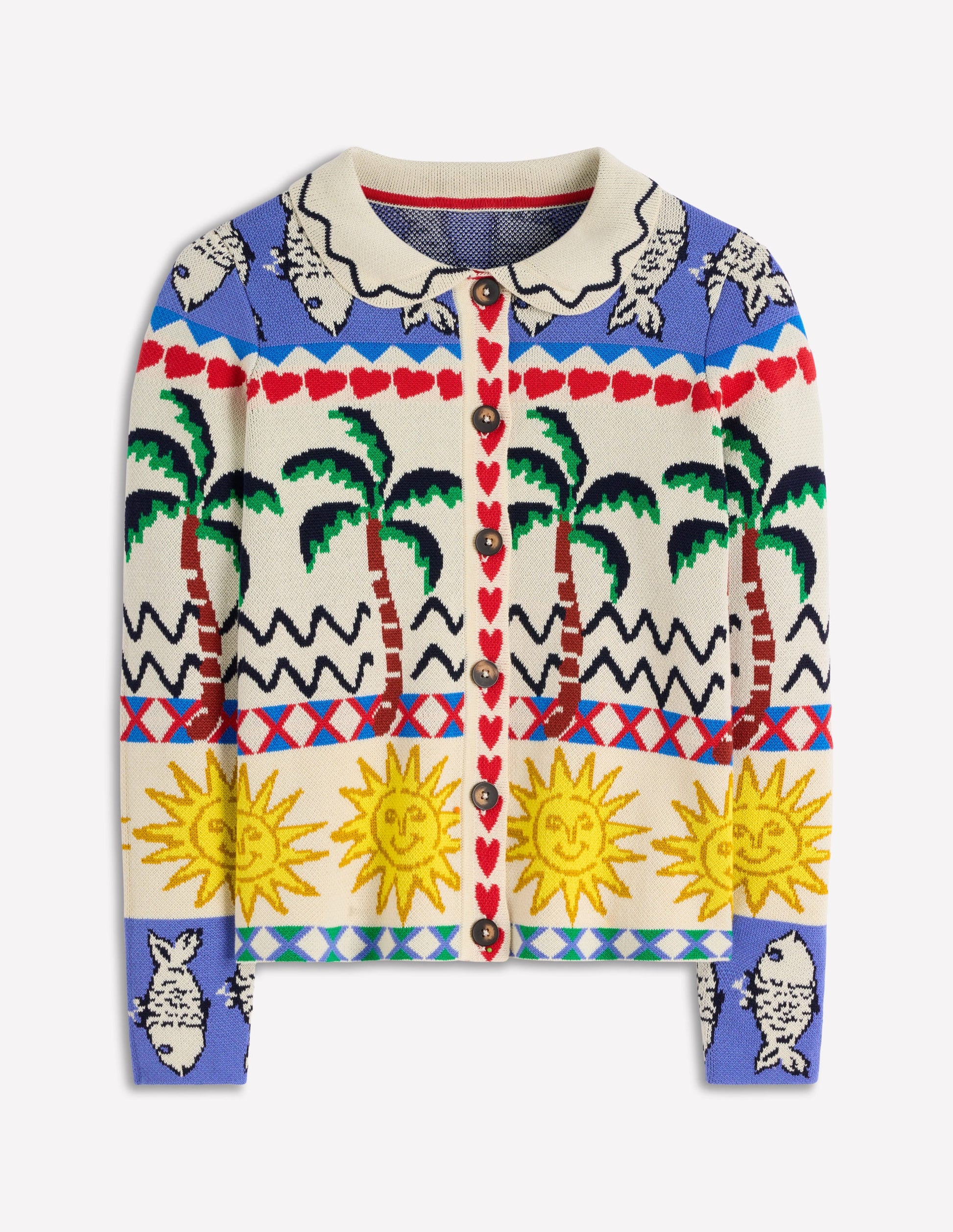 Gestrickte Jacquard-Hemdjacke-Warmes Naturweiß, Originell-5