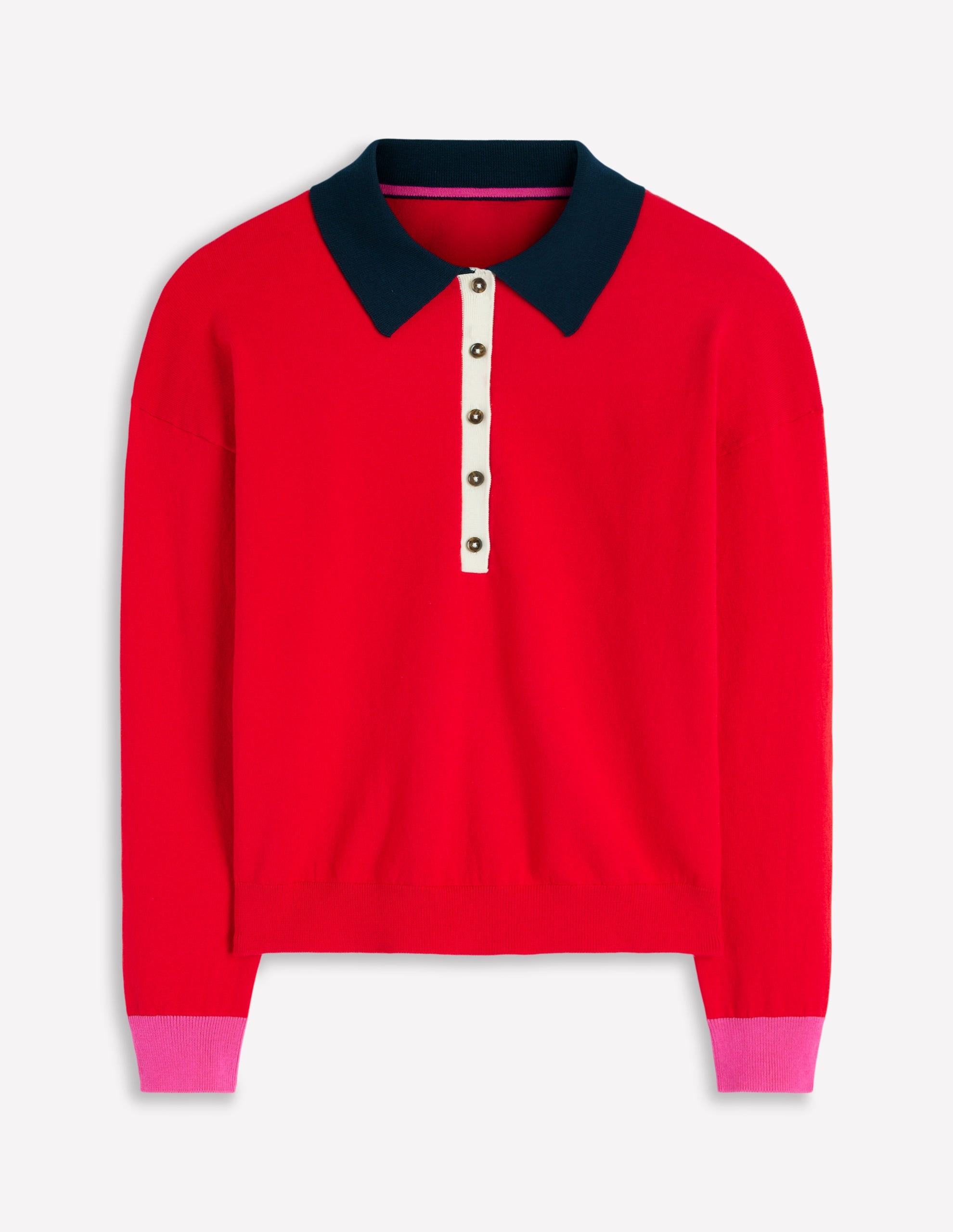 Lara Henley-Pullover aus Baumwolle-ROT - Image 5