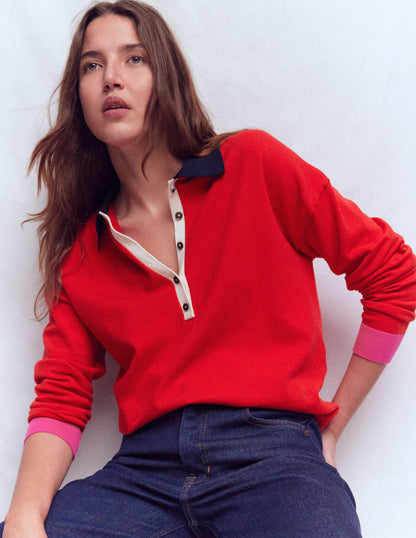 Lara Henley-Pullover aus Baumwolle-ROT-1