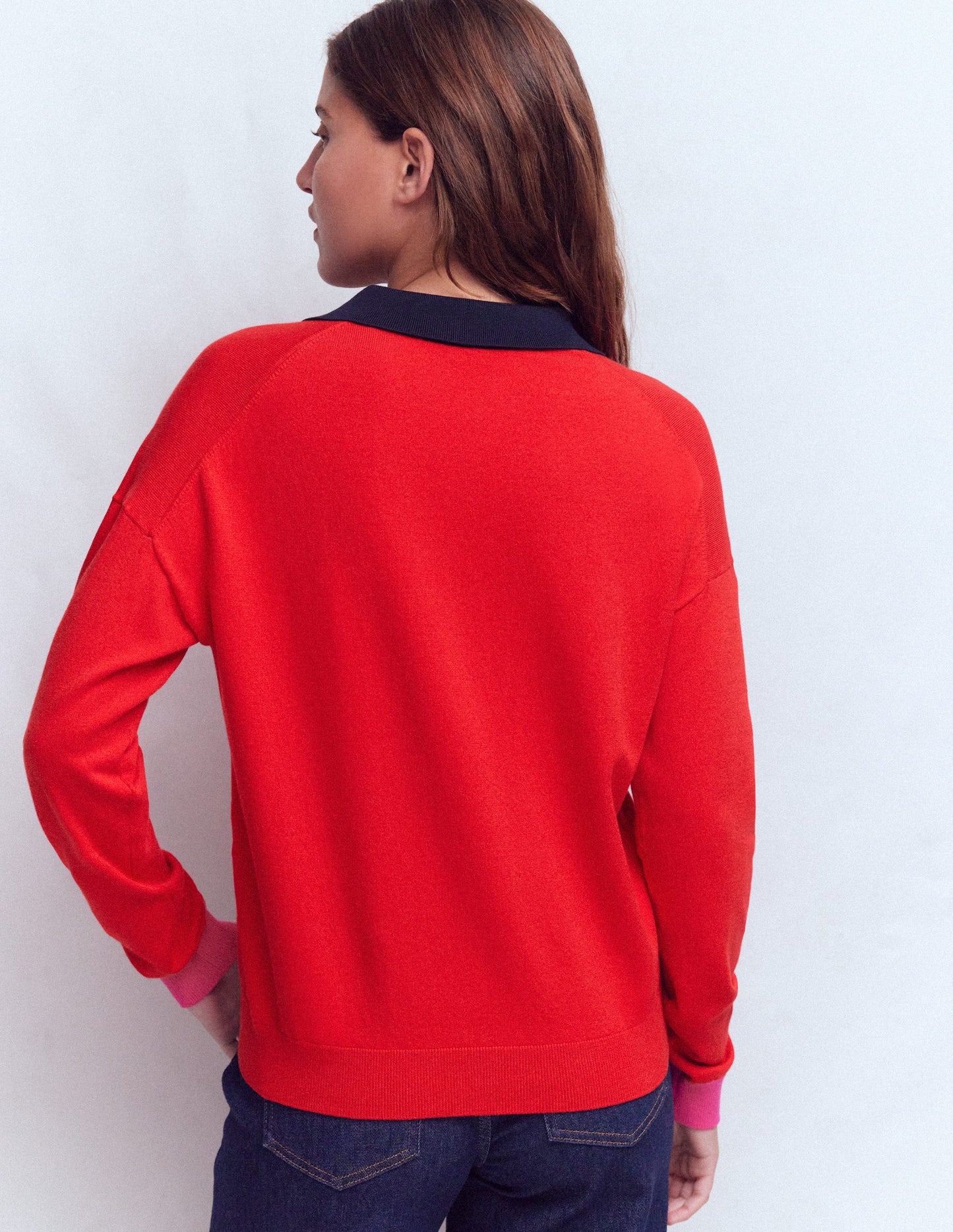 Lara Henley-Pullover aus Baumwolle-ROT
