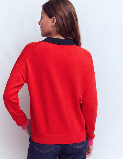 Lara Henley-Pullover aus Baumwolle-ROT-3