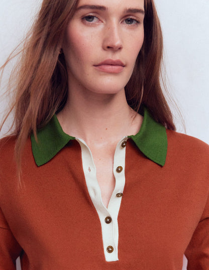 Lara Henley-Pullover aus Baumwolle-Scheunenrot-2