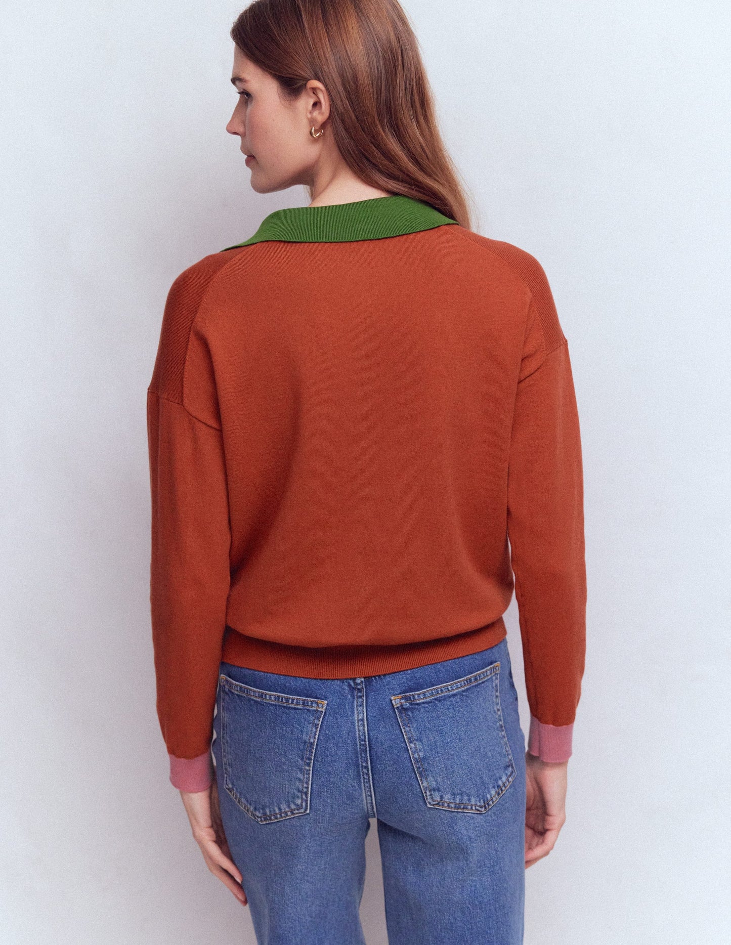 Lara Henley-Pullover aus Baumwolle-Scheunenrot