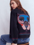 Abi Jacquard-Strickjacke-Marineblau, Tiger