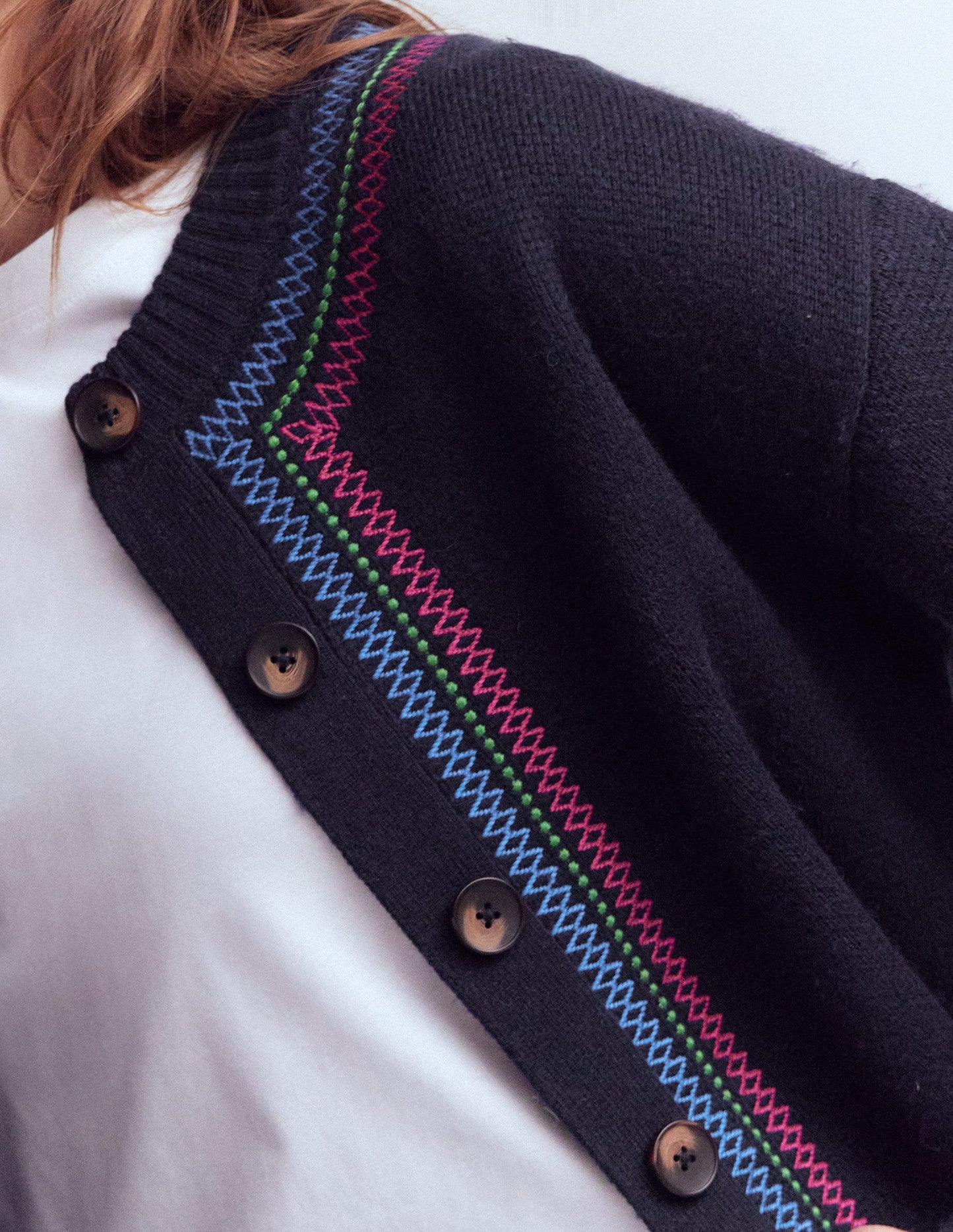 Abi Jacquard-Strickjacke-Marineblau, Tiger