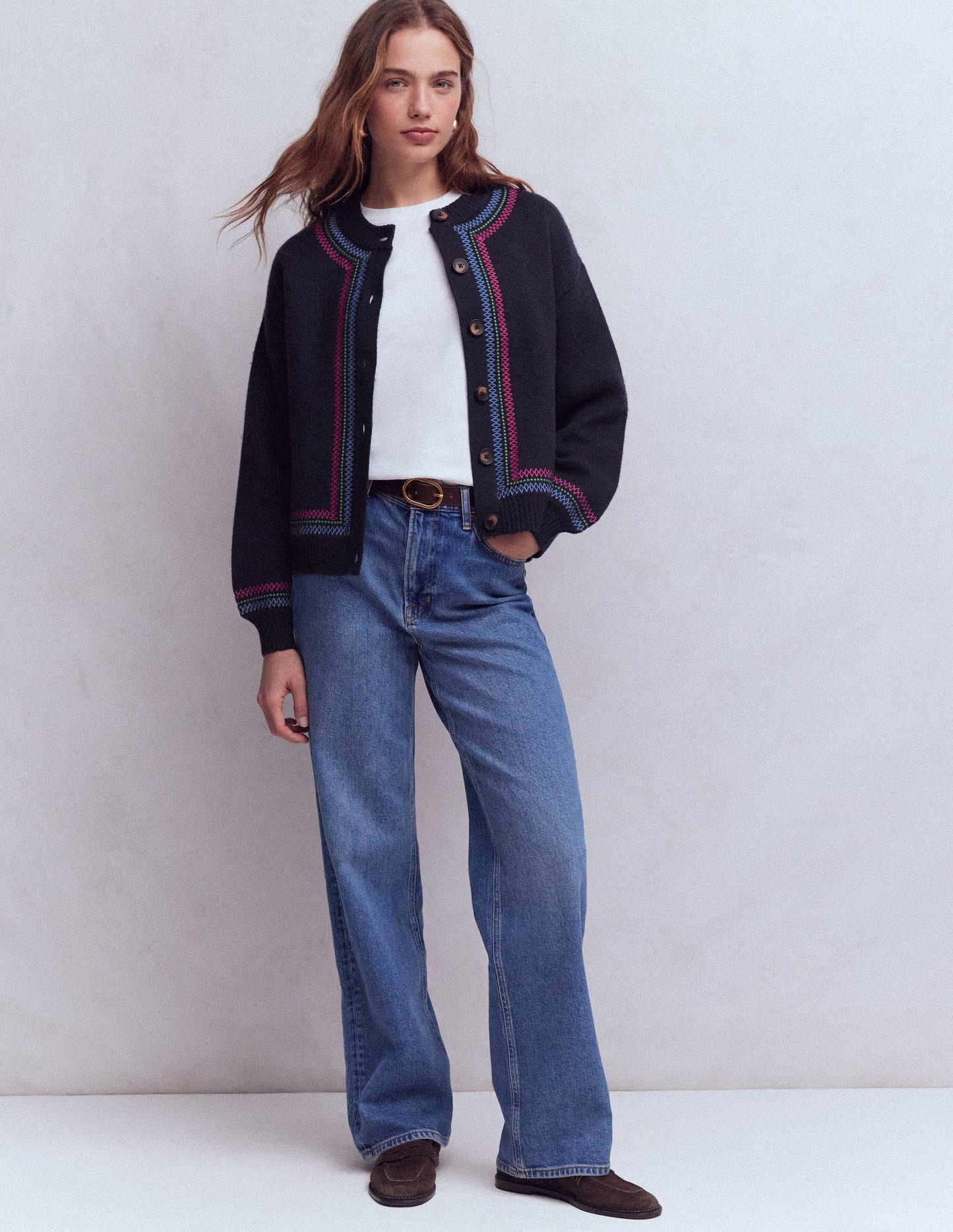 Abi Jacquard-Strickjacke-Marineblau, Tiger