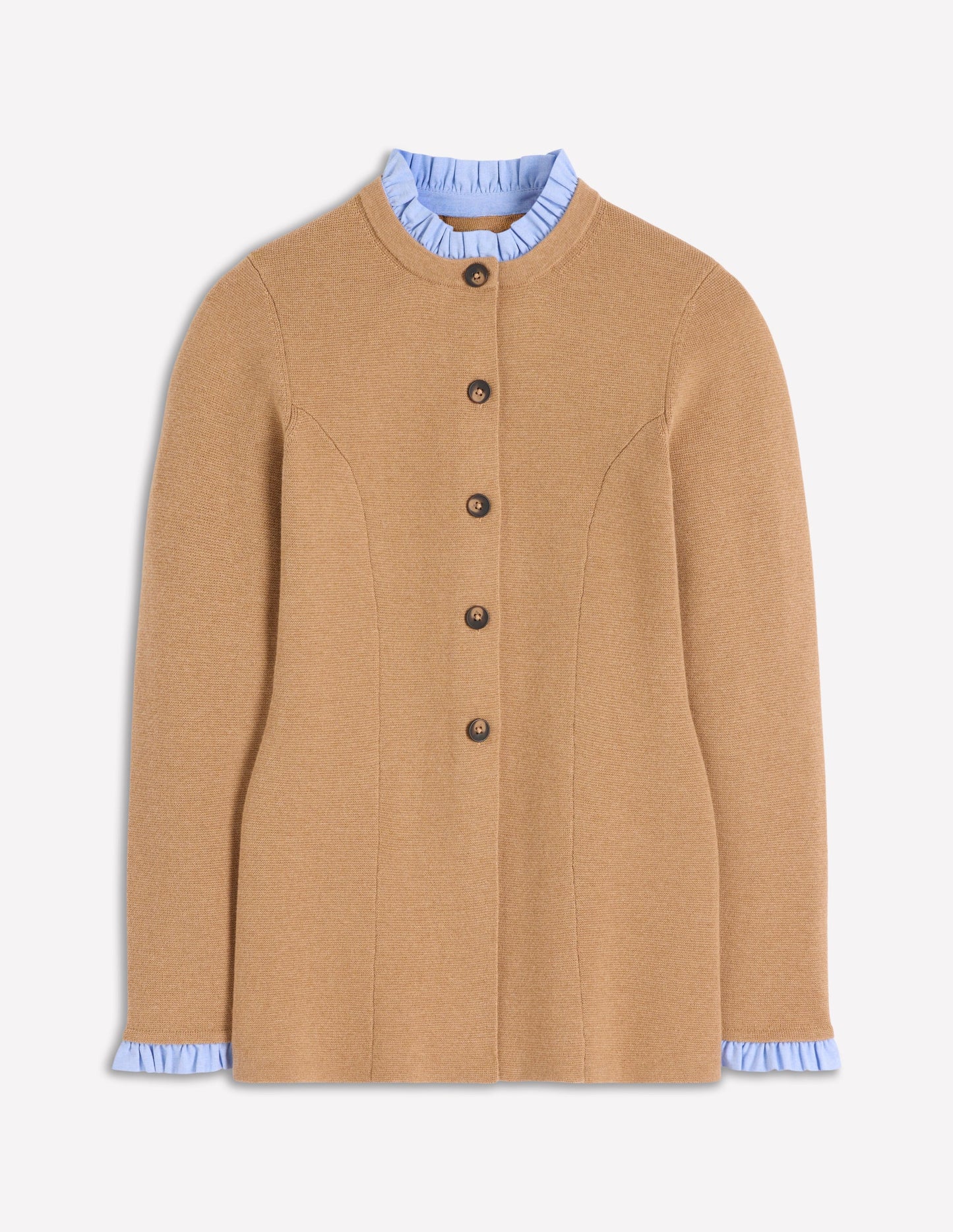 Joanna Taillierte Strickjacke-Camel Meliert