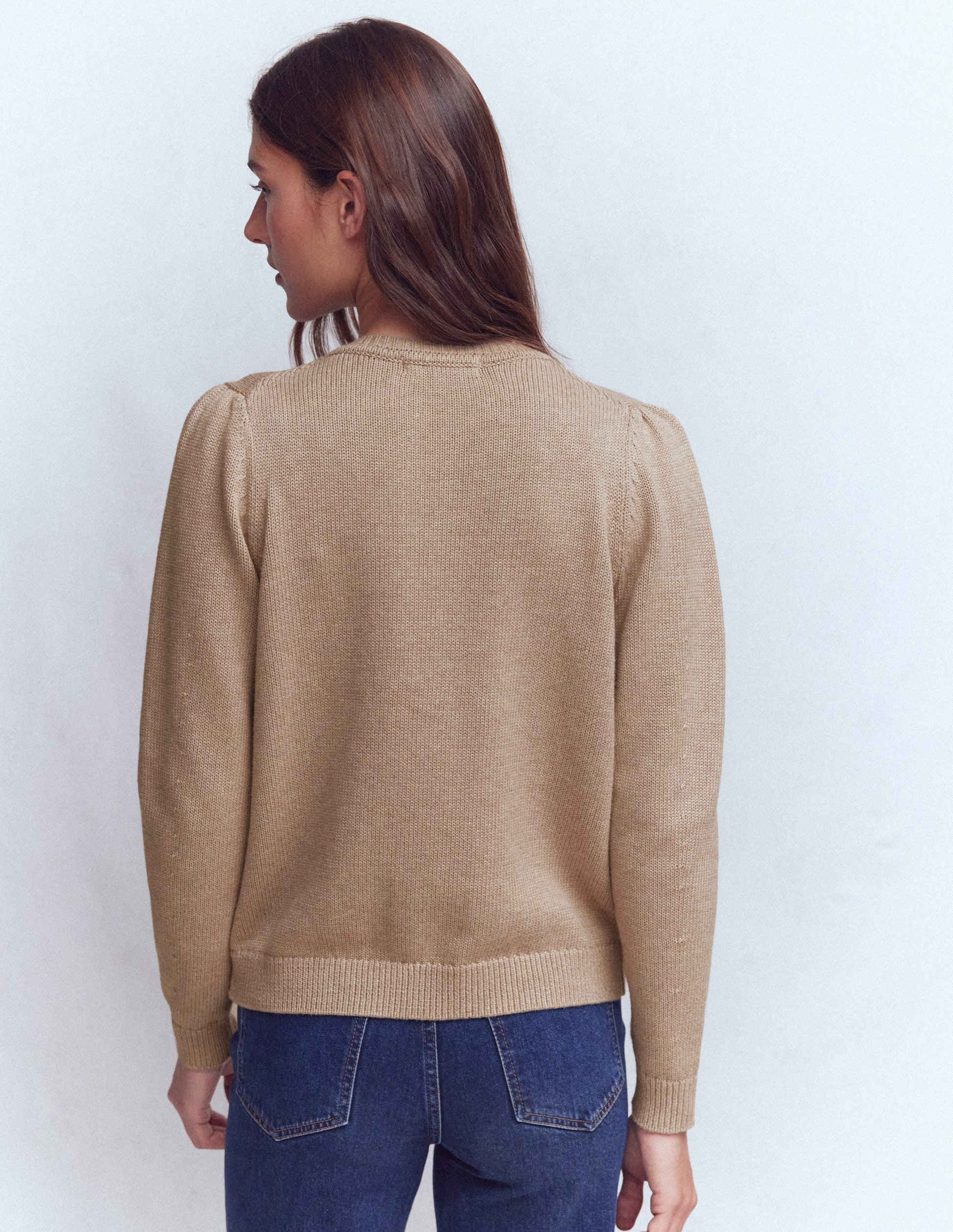 Davina Strickjacke mit Puffärmeln-Chinchilla Stickerei-4