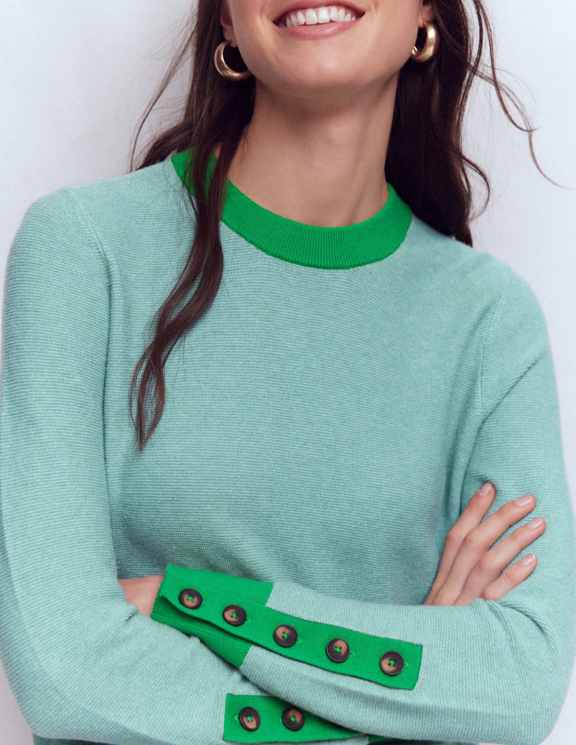 Grace Pullover in Blockfarben-Gedecktes Jade-Blau - Image 2