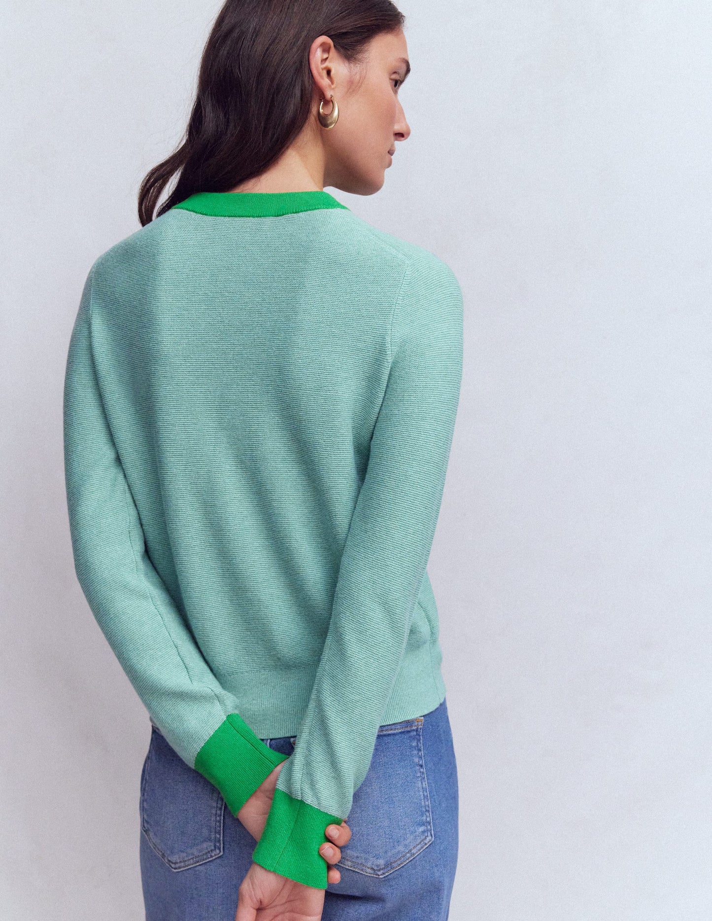 Grace Pullover in Blockfarben-Gedecktes Jade-Blau