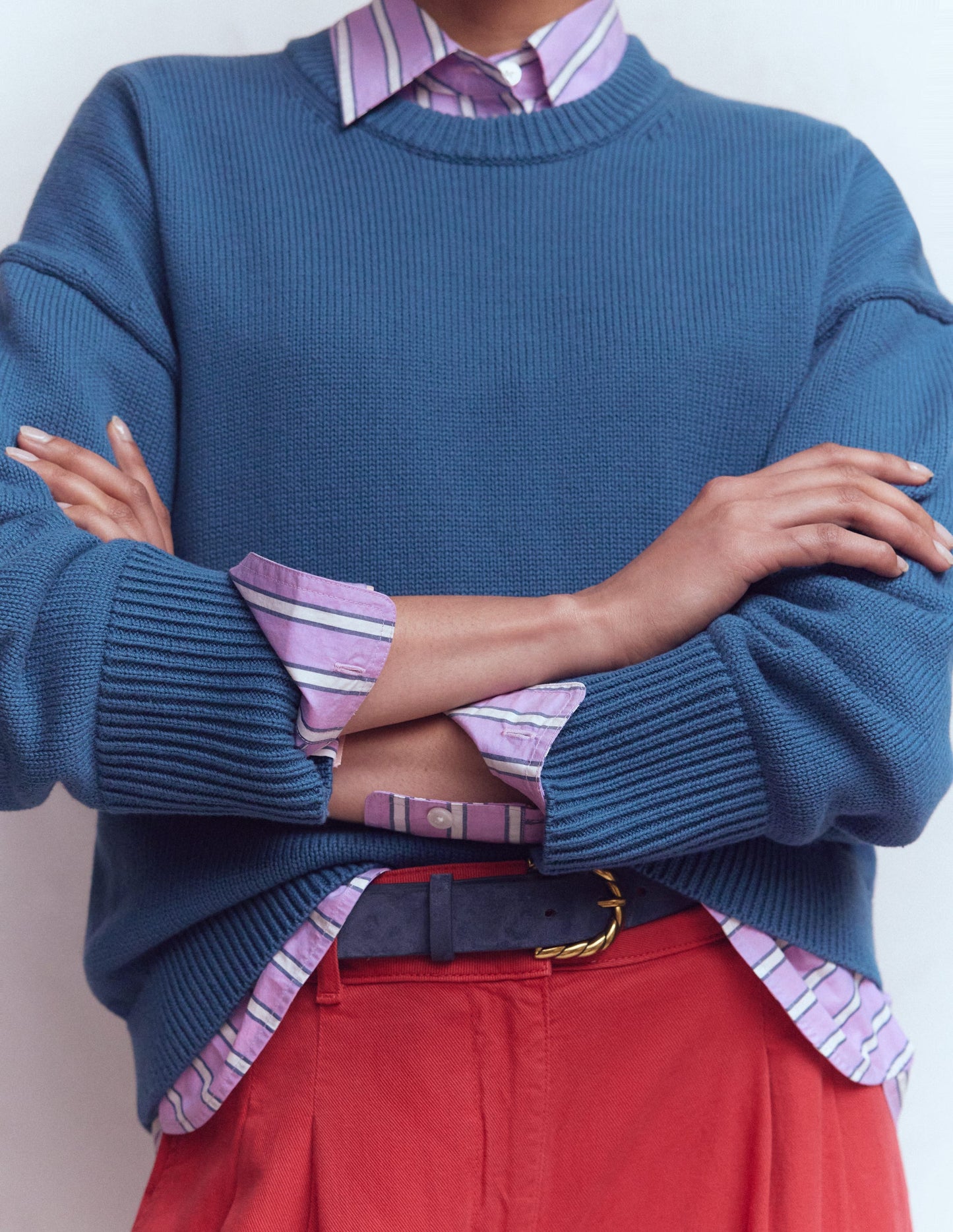 Lucy Lockerer Baumwollpullover-Denim-Blau