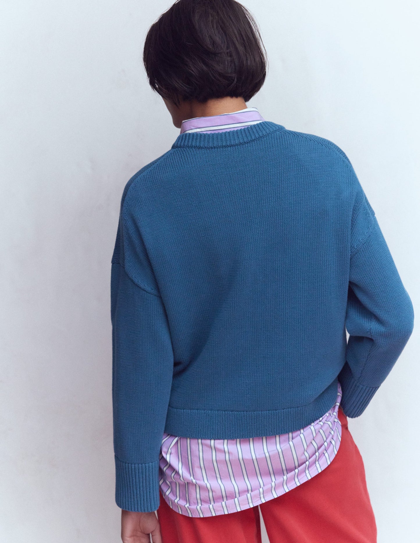 Lucy Lockerer Baumwollpullover-Denim-Blau