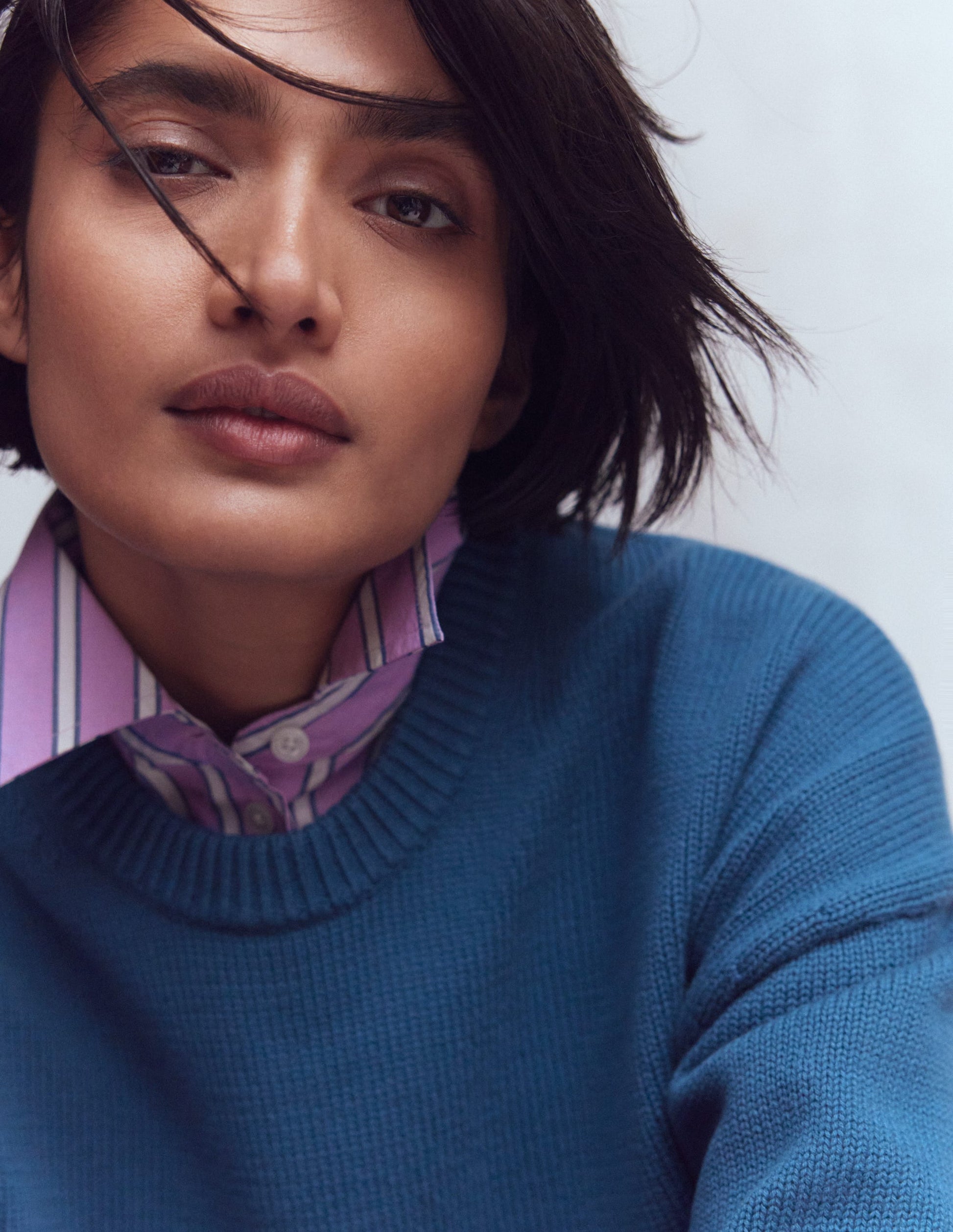 Lucy Lockerer Baumwollpullover-Denim-Blau-4