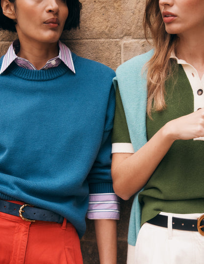 Pull décontracté Lucy en coton-Bleu denim-1