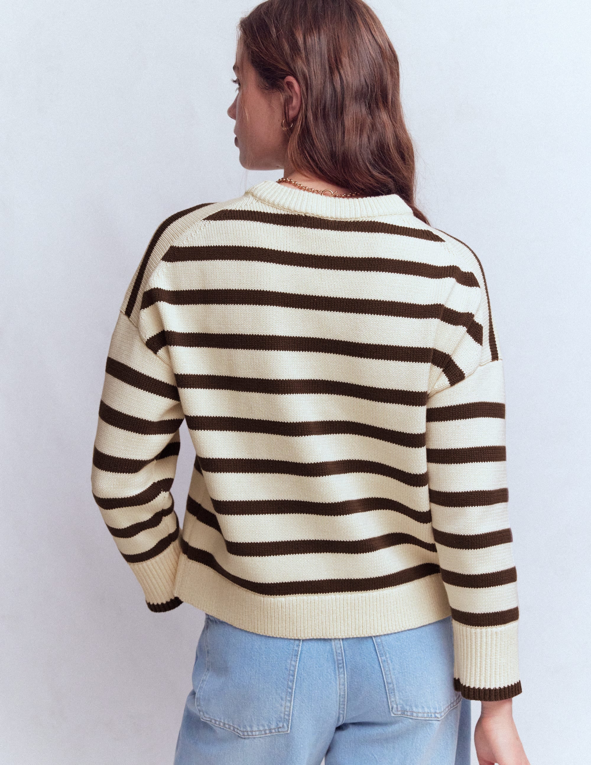 Lucy Lockerer Baumwollpullover-Naturweiß, Braun - Image 3