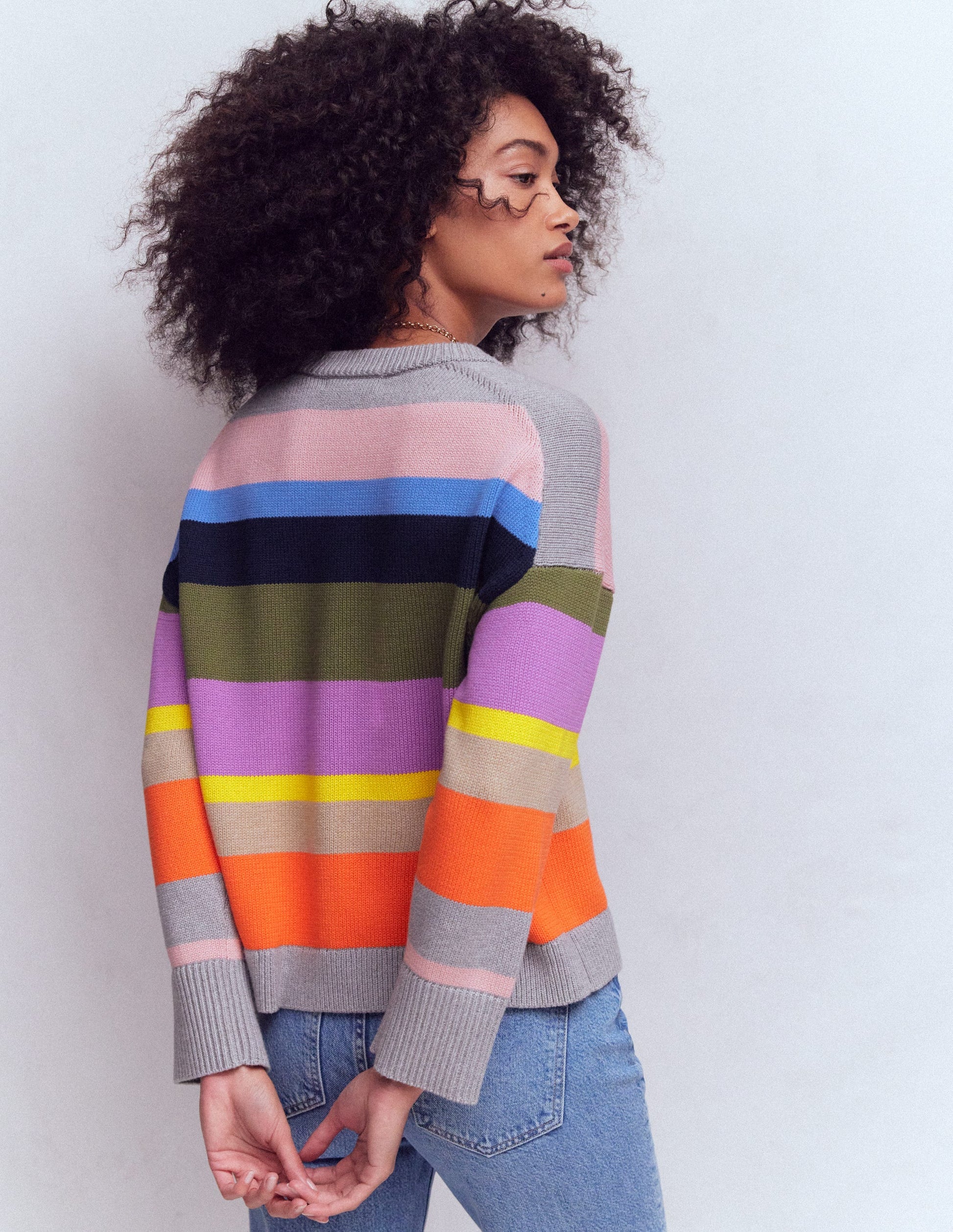 Lucy Lockerer Baumwollpullover-Bunt, Regenbogen-4
