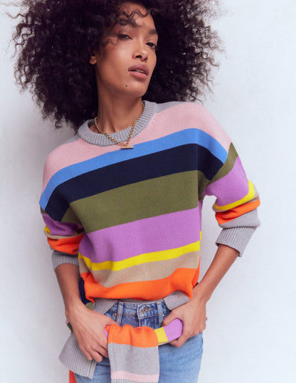Lucy Lockerer Baumwollpullover-Bunt, Regenbogen-5