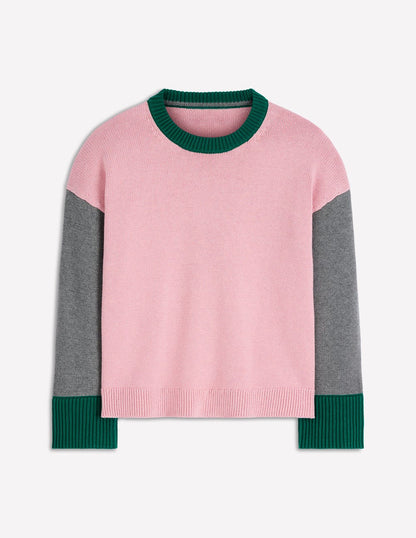 Lucy Lockerer Baumwollpullover-Rosa, Grau, Grün-5