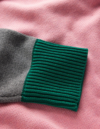 Lucy Lockerer Baumwollpullover-Rosa, Grau, Grün-6