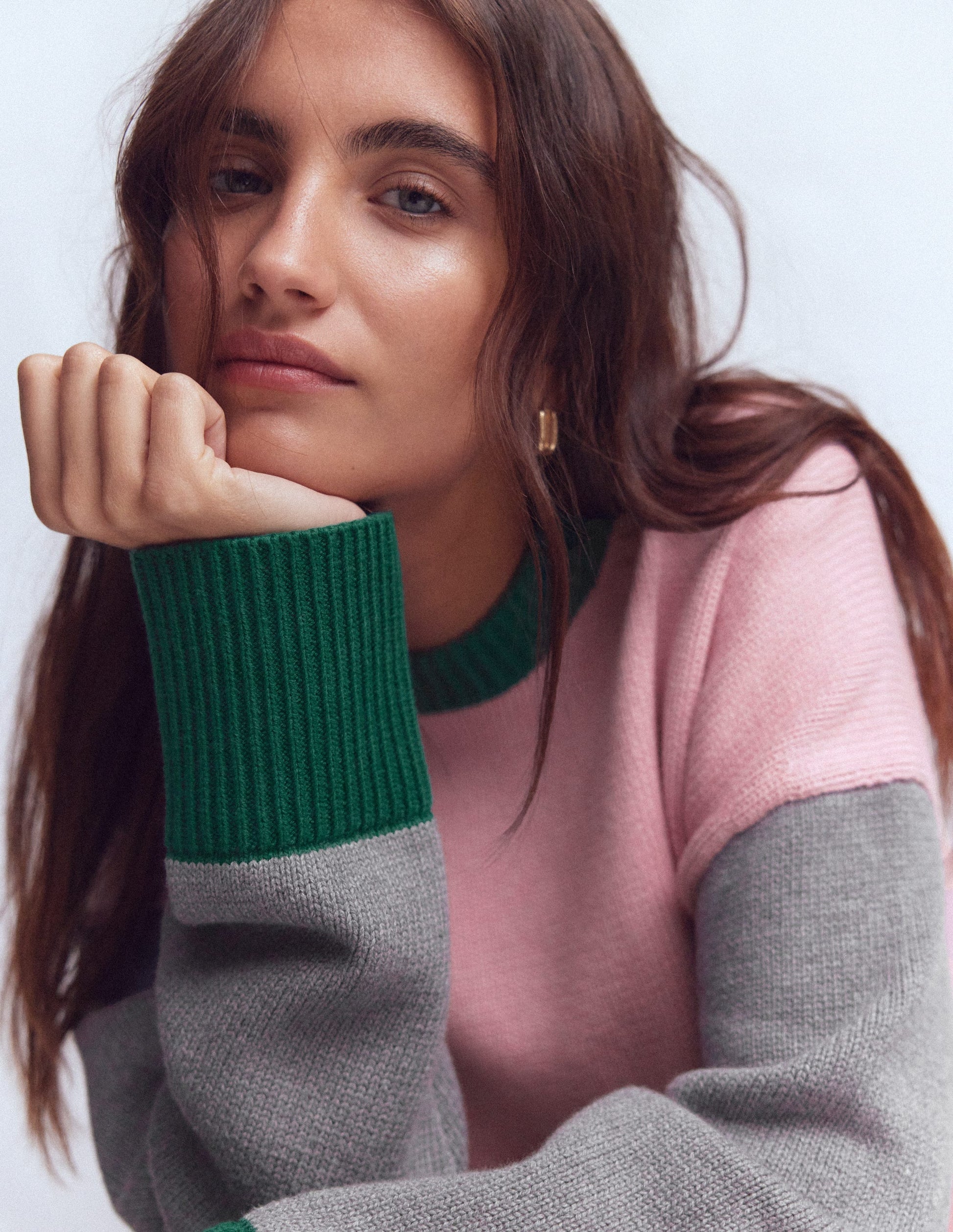 Lucy Lockerer Baumwollpullover-Rosa, Grau, Grün-2