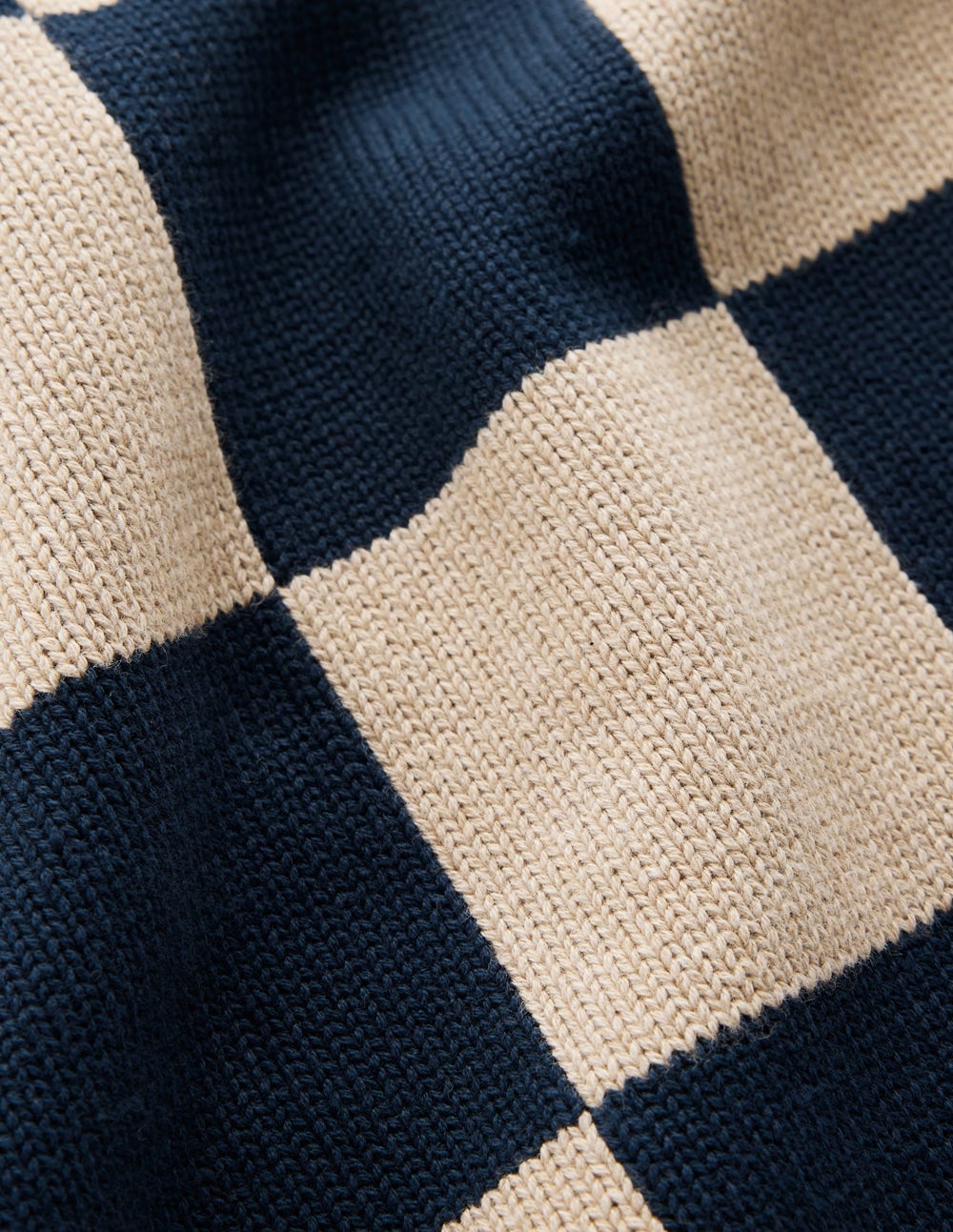 Lucy Baumwoll-Oberteil-Camel/Marineblau Kariert-6