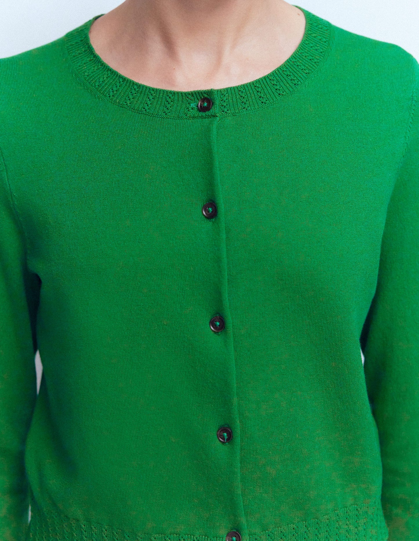 Cardigan court Emilia en coton-Émeraude Intense