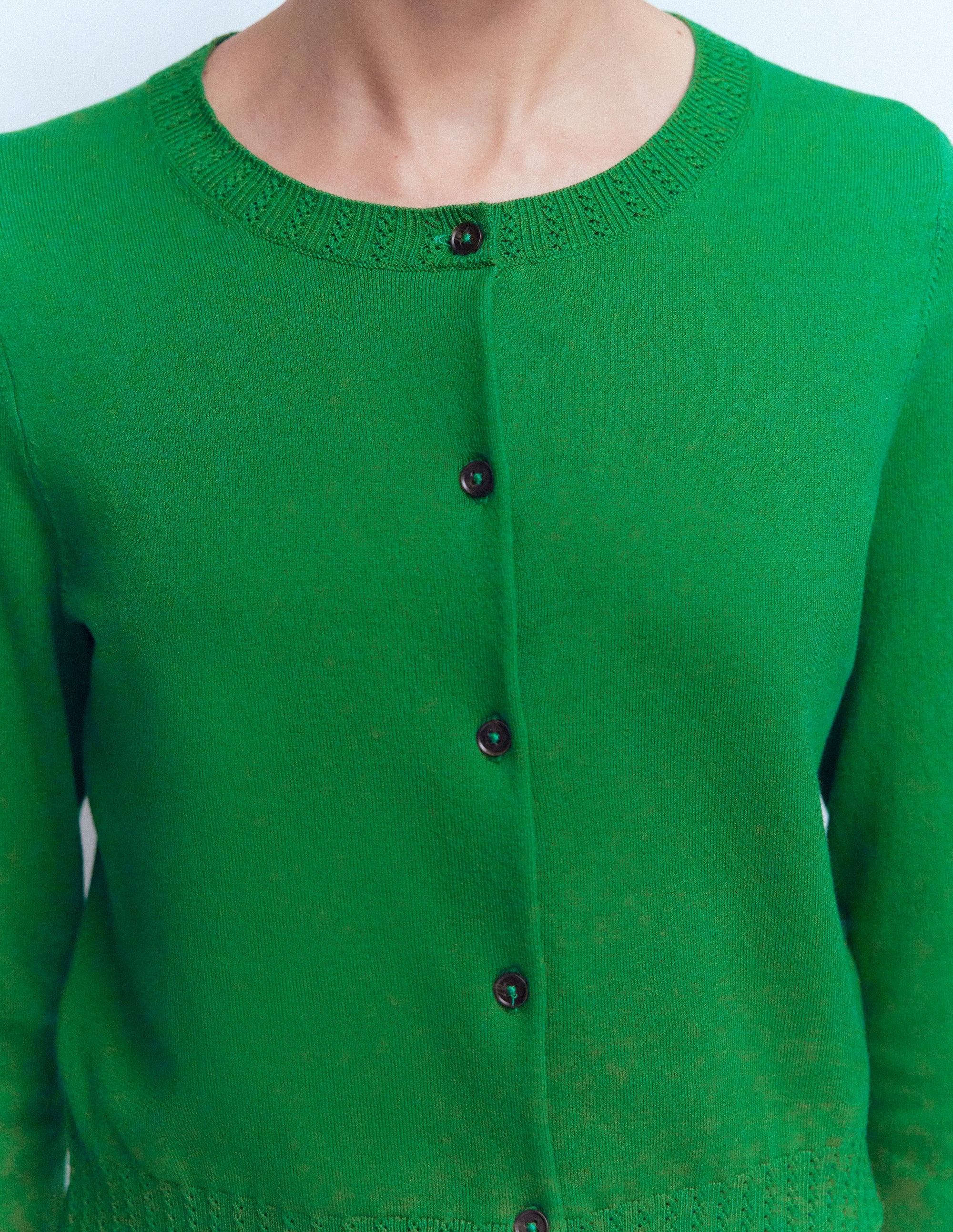 Emilia Verkürzte Baumwollstrickjacke-Grünes Tamburin - Image 2