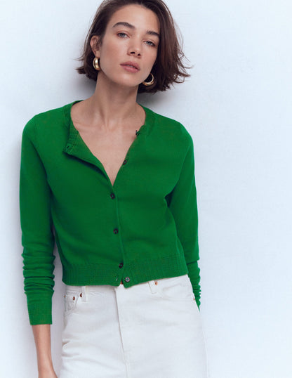 Cardigan court Emilia en coton-Émeraude Intense-4