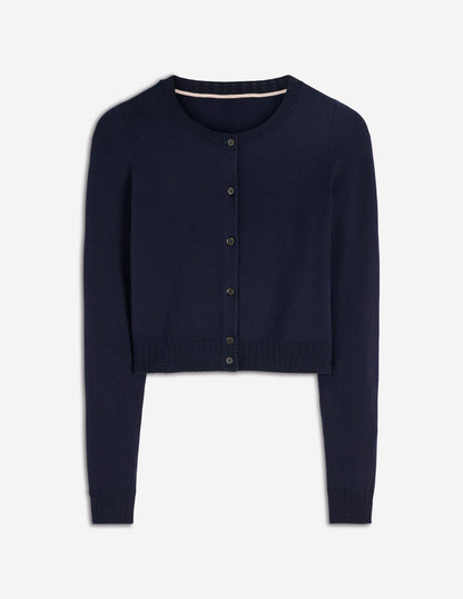 Emilia Cotton Cropped Cardigan-Navy-6