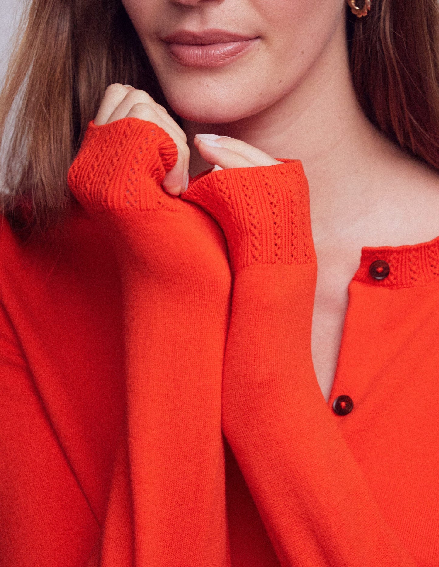 Cardigan court Emilia en coton-Orange coucher de soleil