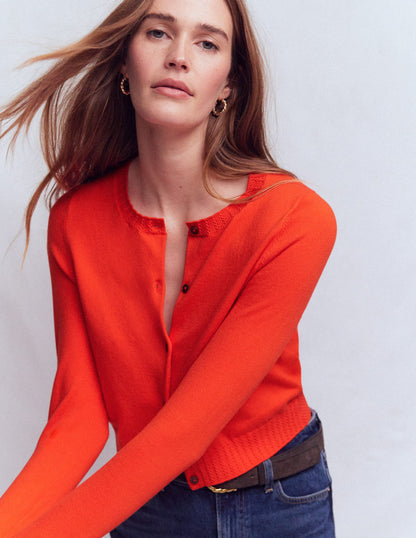 Cardigan court Emilia en coton-Orange coucher de soleil-4