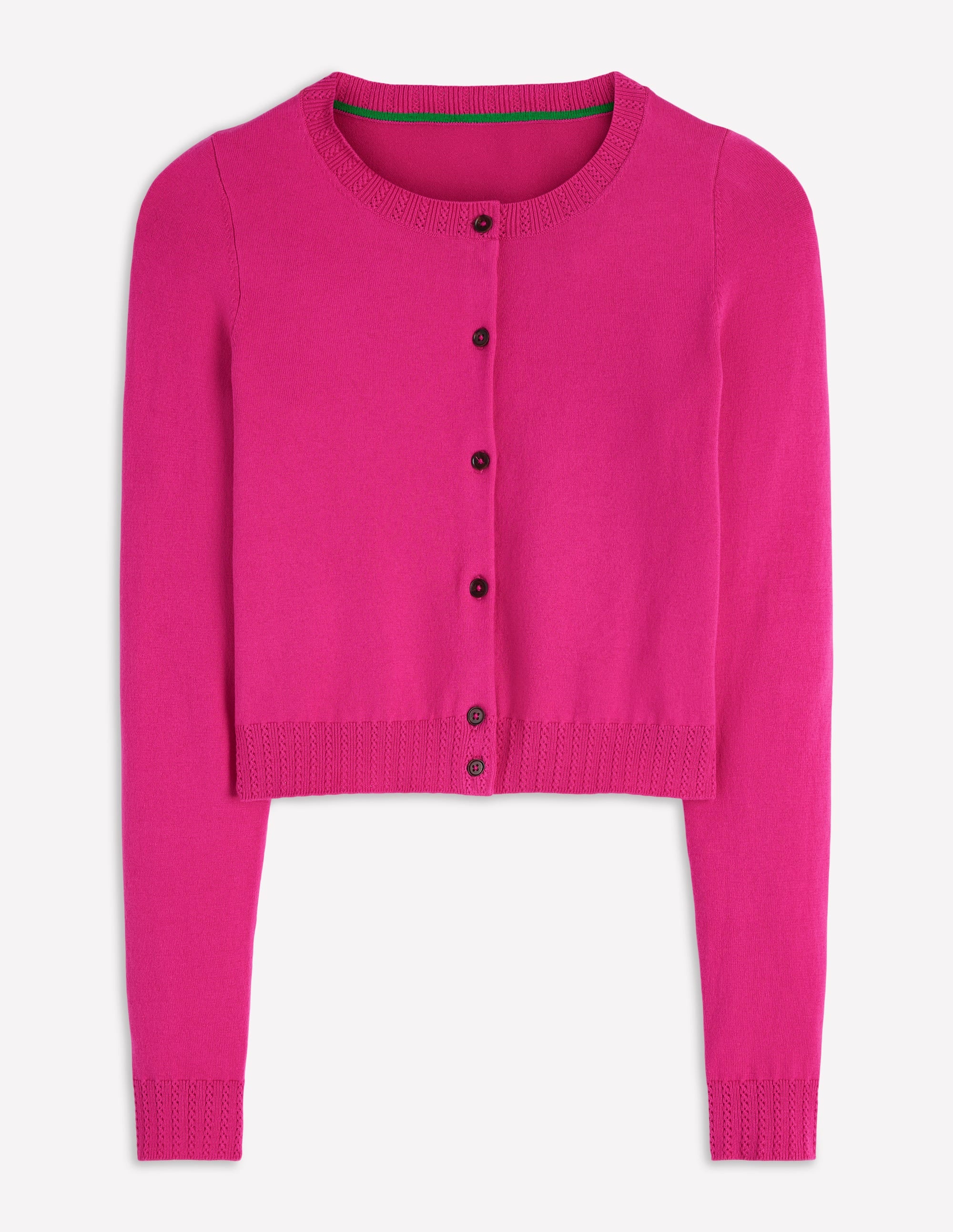 Emilia Cotton Cropped Cardigan-Pink Peony - Image 5