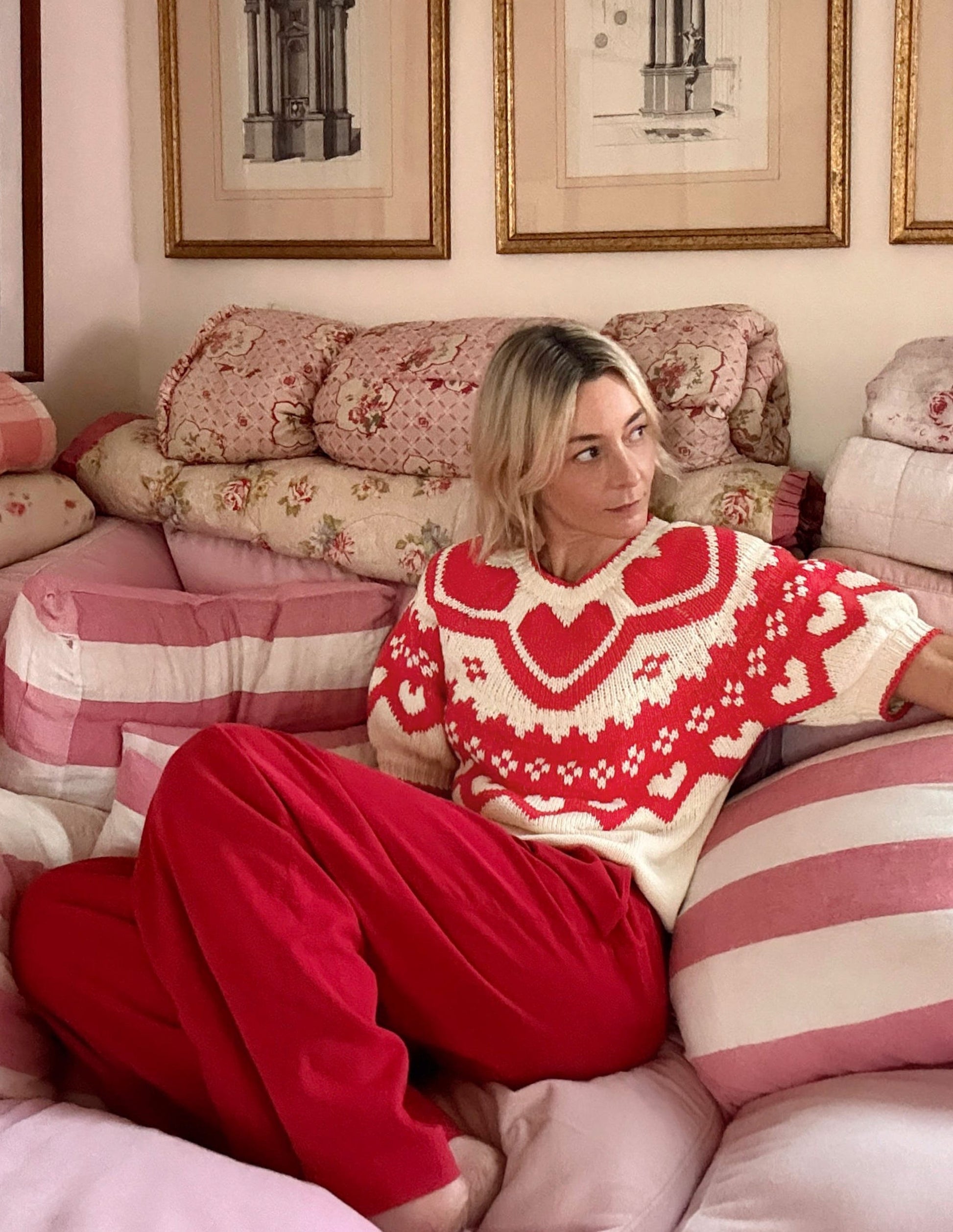 Margot T-Shirt mit Puffärmeln-Warmes Naturweiß Herzen-1