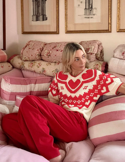 Margot T-Shirt mit Puffärmeln-Warmes Naturweiß Herzen-1