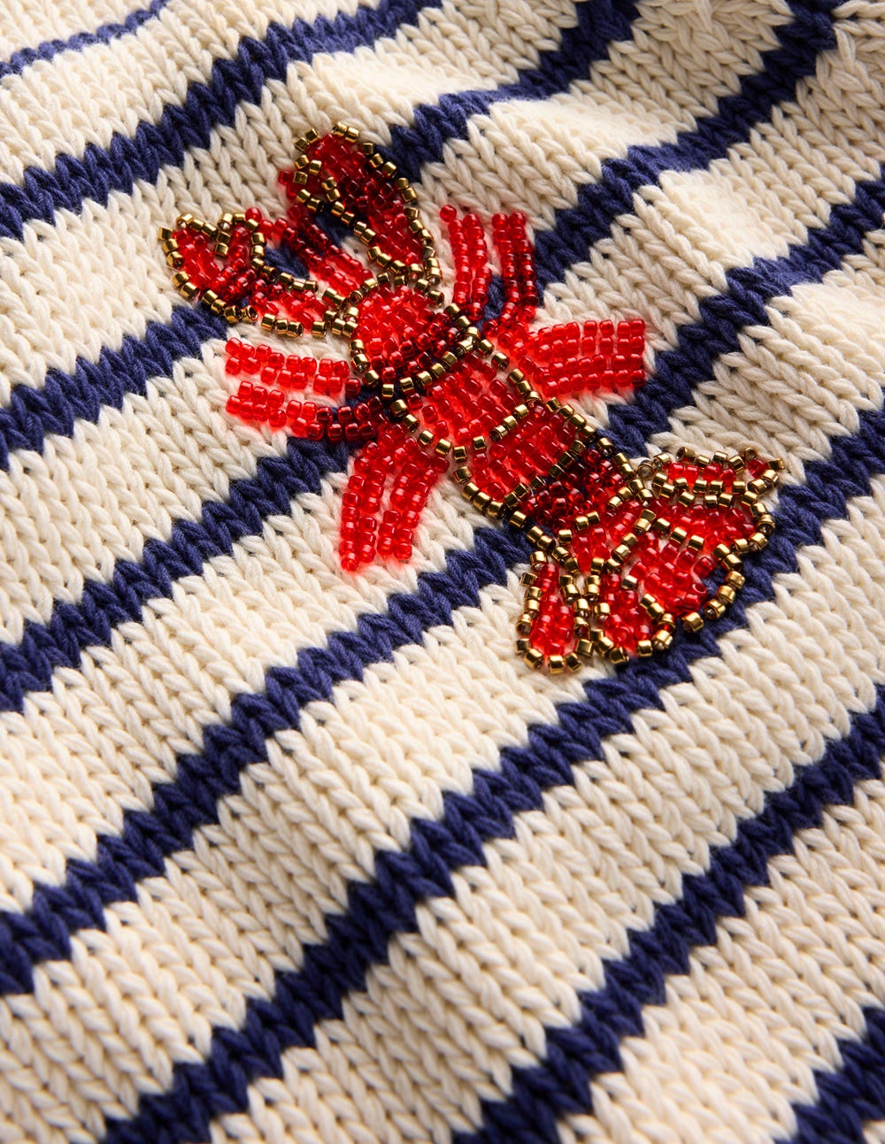 Margot T-Shirt mit Puffärmeln-Naturweiß/Marineblau Hummer-8