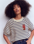 Margot T-Shirt mit Puffärmeln-Naturweiß/Marineblau Hummer