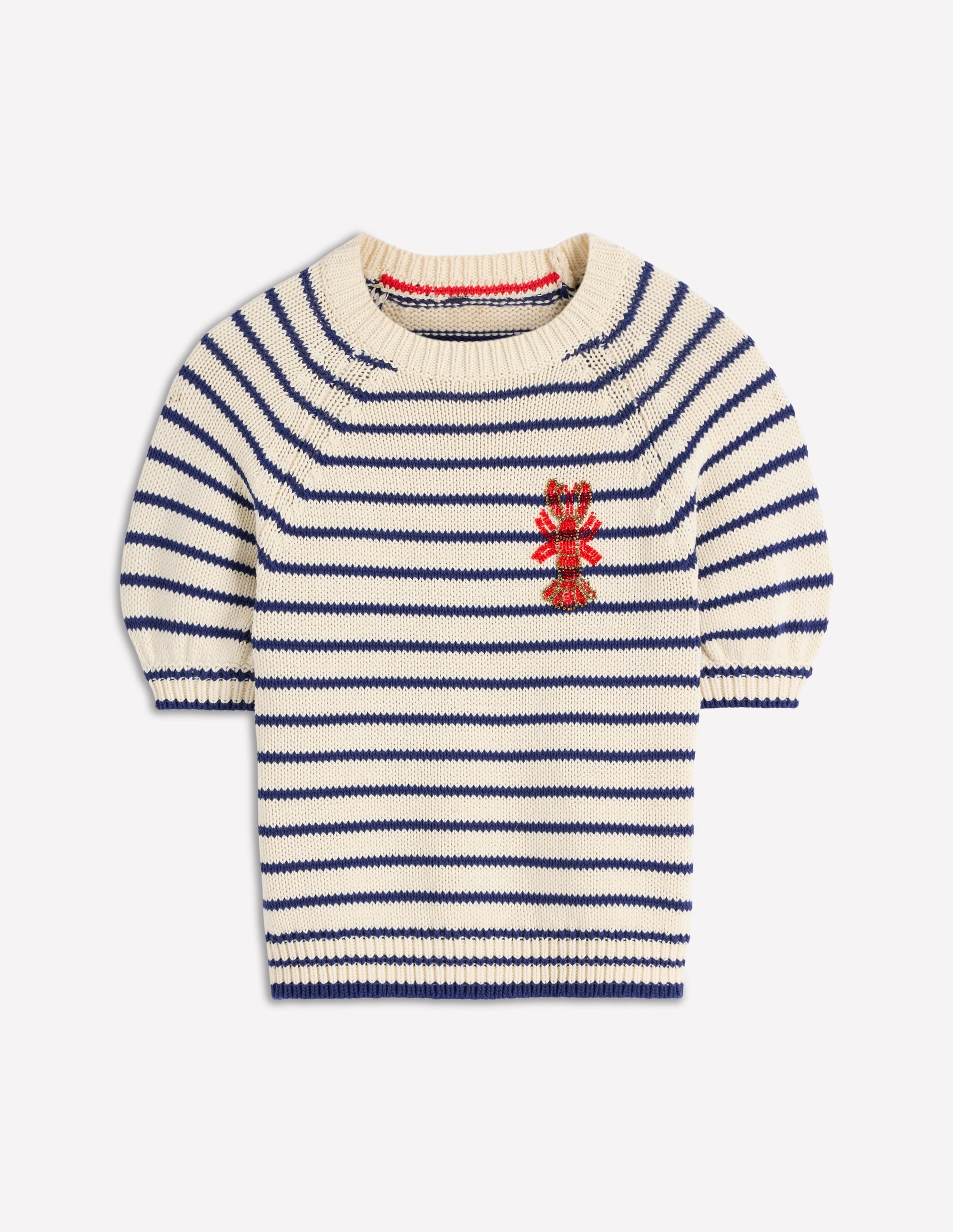 Margot T-Shirt mit Puffärmeln-Naturweiß/Marineblau Hummer - Image 7