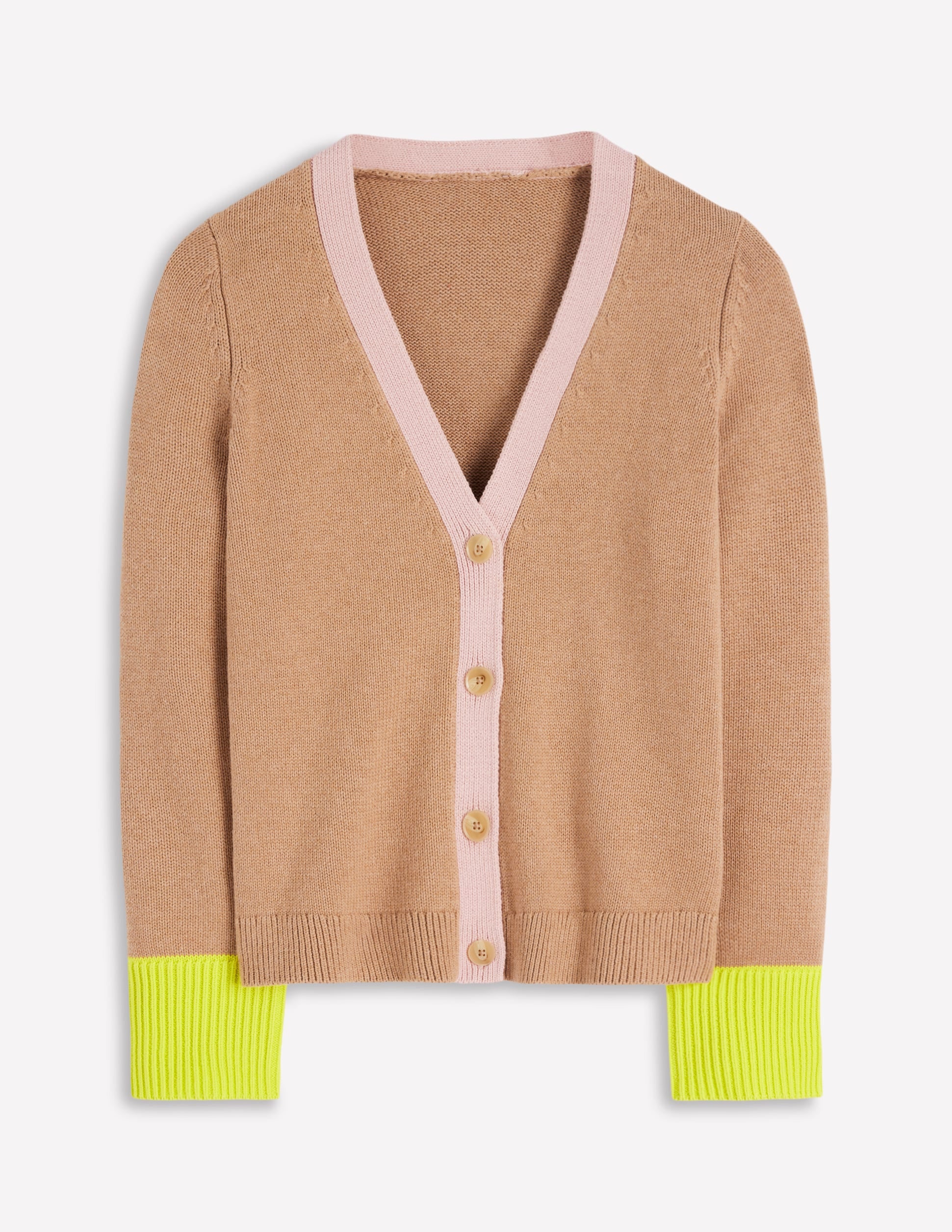 Lucy Lockere Strickjacke aus Baumwolle-Camel Meliert - Image 6