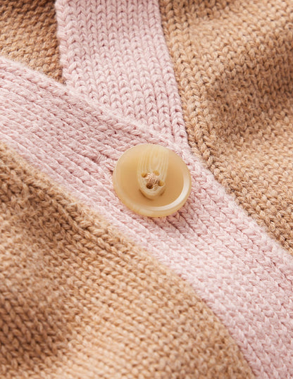 Lucy Lockere Strickjacke aus Baumwolle-Camel Meliert-7