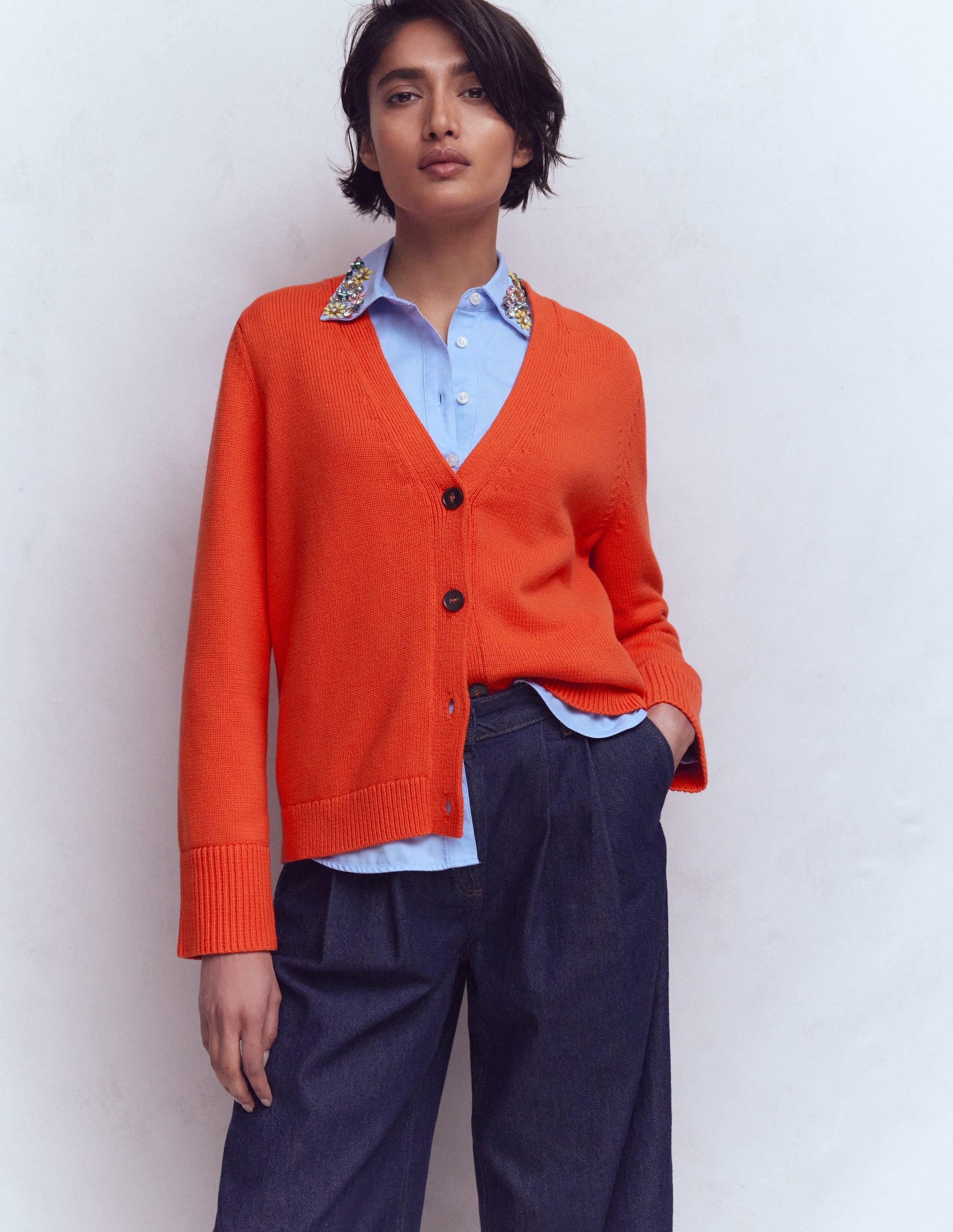 Cardigan décontracté Lucy en coton-Orange Vif - Image 4