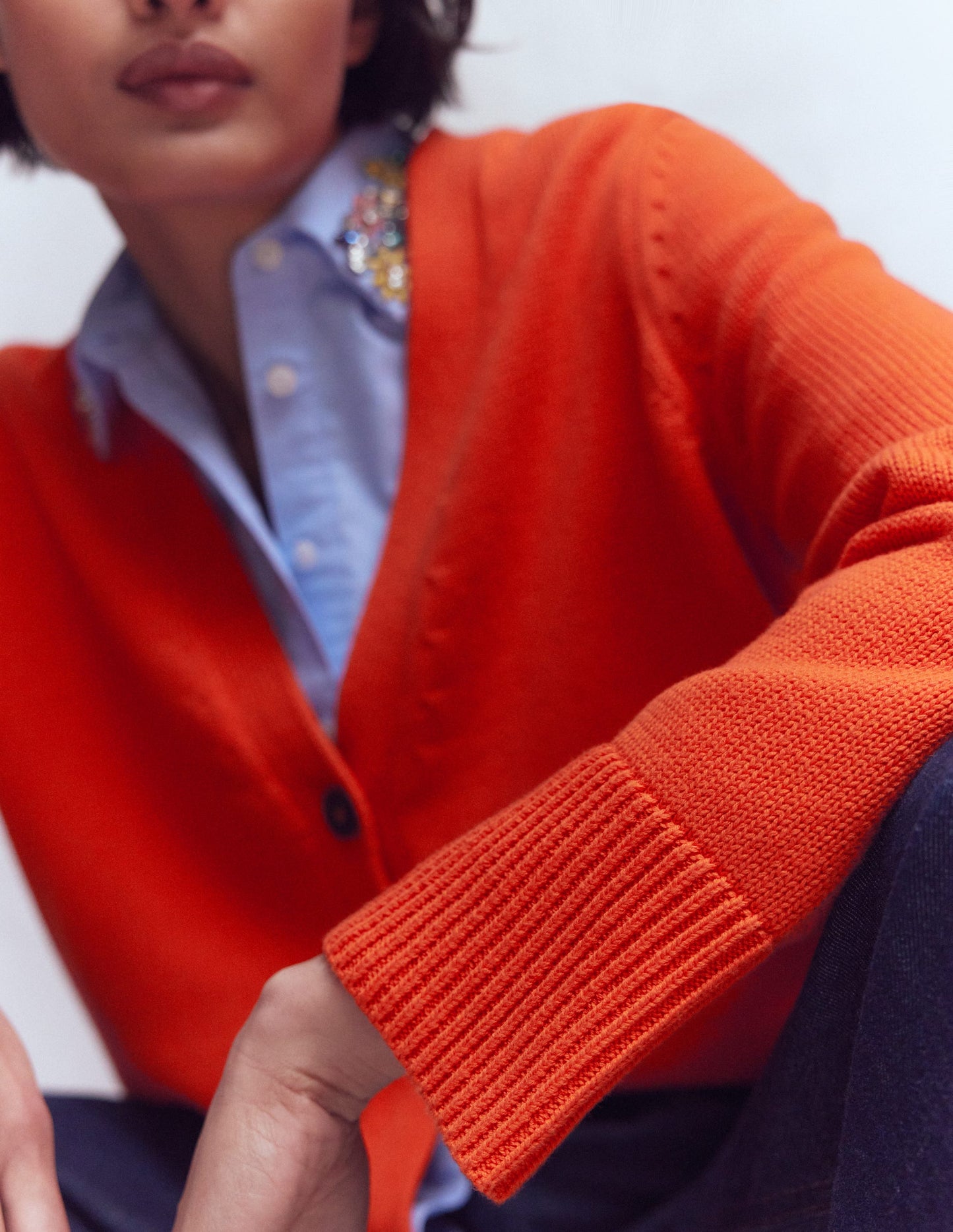 Cardigan décontracté Lucy en coton-Orange Vif