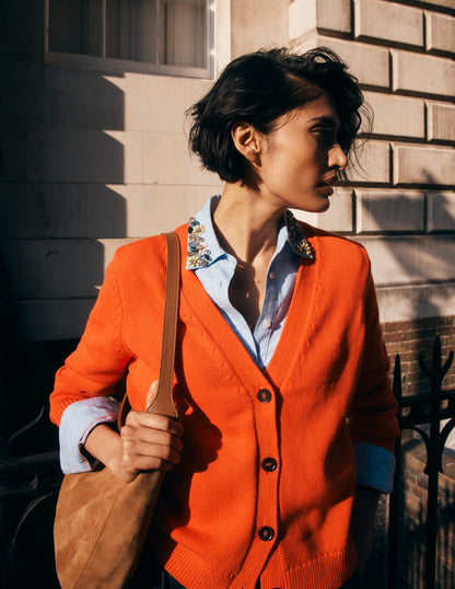 Cardigan décontracté Lucy en coton-Orange Vif-1