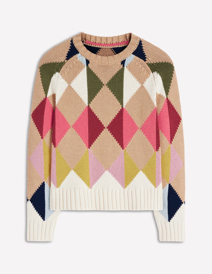 Camilla Argyle-Pullover aus Baumwolle-Bunt, Argyle-Muster-6