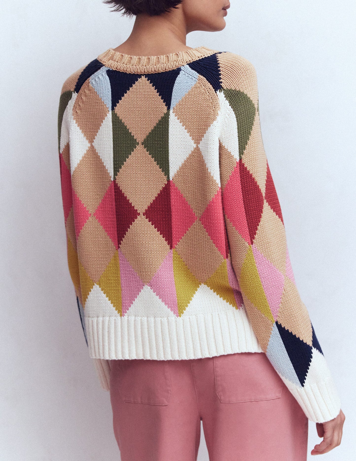 Camilla Argyle-Pullover aus Baumwolle-Bunt, Argyle-Muster