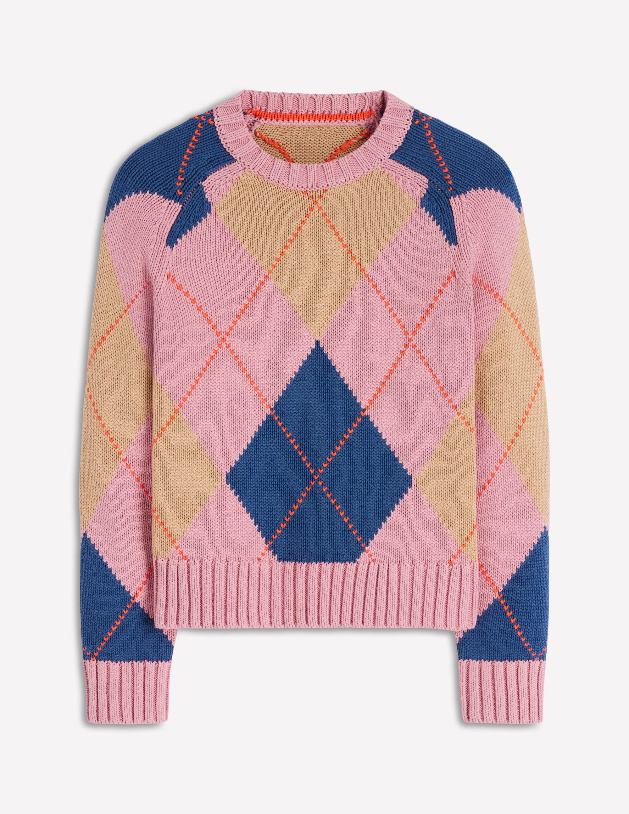 Camilla Argyle-Pullover aus Baumwolle-Rosa Argyle - Image 6
